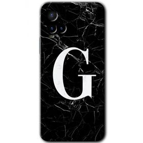 Vivo Y21 Siyah Mermer Desenli G Harfi Baskılı Uyumlu Silikon Kılıf
