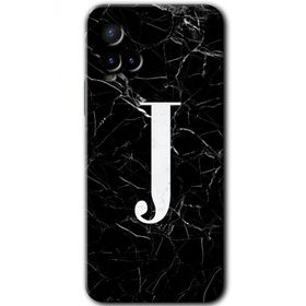 Vivo Y21 Siyah Mermer Desenli J Harfi Baskılı Uyumlu Silikon Kılıf