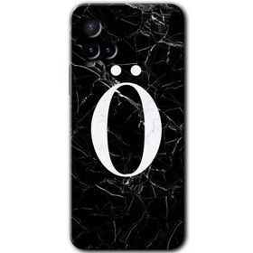 Vivo Y21 Siyah Mermer Desenli O Harfi Baskılı Uyumlu Silikon Kılıf