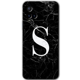 Vivo Y21 Siyah Mermer Desenli S Harfi Baskılı Uyumlu Silikon Kılıf