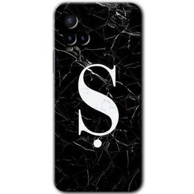 Vivo Y21 Siyah Mermer Desenli S Harfi Baskılı Uyumlu Silikon Kılıf
