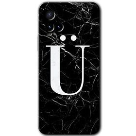 Vivo Y21 Siyah Mermer Desenli Ü Harfi Baskılı Uyumlu Silikon Kılıf