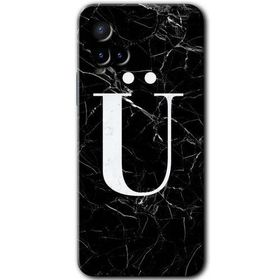 Vivo Y21 Siyah Mermer Desenli Ü Harfi Baskılı Uyumlu Silikon Kılıf