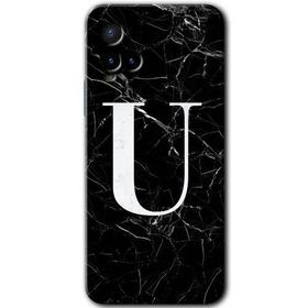 Vivo Y21 Siyah Mermer Desenli Ü Harfi Baskılı Uyumlu Silikon Kılıf