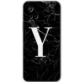Vivo Y21 Siyah Mermer Desenli Y Harfi Baskılı Uyumlu Silikon Kılıf