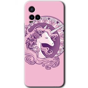 Vivo Y21 Unicorn Pembe Baskılı Uyumlu Silikon Kılıf