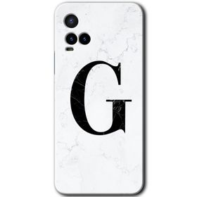 Vivo Y21S Beyaz Mermer Desenli G Harfi Baskılı Uyumlu Silikon Kılıf