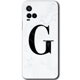 Vivo Y21S Beyaz Mermer Desenli G Harfi Baskılı Uyumlu Silikon Kılıf
