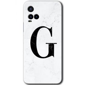 Vivo Y21S Beyaz Mermer Desenli G Harfi Baskılı Uyumlu Silikon Kılıf