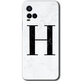 Vivo Y21S Beyaz Mermer Desenli H Harfi Baskılı Uyumlu Silikon Kılıf
