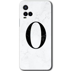 Vivo Y21S Beyaz Mermer Desenli M Harfi Baskılı Uyumlu Silikon Kılıf