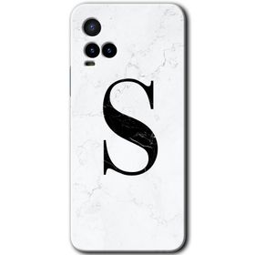 Vivo Y21S Beyaz Mermer Desenli M Harfi Baskılı Uyumlu Silikon Kılıf