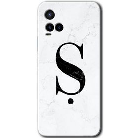 Vivo Y21S Beyaz Mermer Desenli M Harfi Baskılı Uyumlu Silikon Kılıf