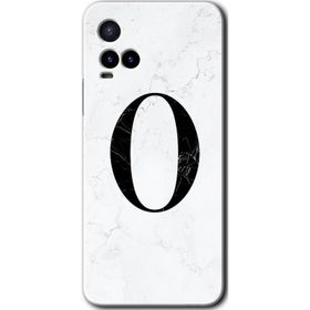 Vivo Y21S Beyaz Mermer Desenli O Harfi Baskılı Uyumlu Silikon Kılıf