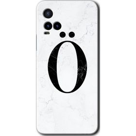 Vivo Y21S Beyaz Mermer Desenli O Harfi Baskılı Uyumlu Silikon Kılıf