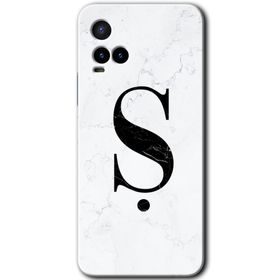 Vivo Y21S Beyaz Mermer Desenli Ş Harfi Baskılı Uyumlu Silikon Kılıf