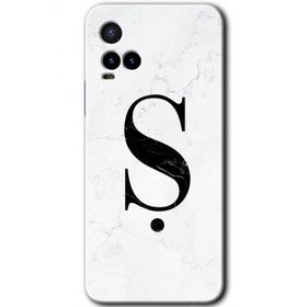 Vivo Y21S Beyaz Mermer Desenli Ş Harfi Baskılı Uyumlu Silikon Kılıf