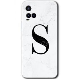 Vivo Y21S Beyaz Mermer Desenli Ş Harfi Baskılı Uyumlu Silikon Kılıf