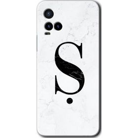 Vivo Y21S Beyaz Mermer Desenli Ş Harfi Baskılı Uyumlu Silikon Kılıf