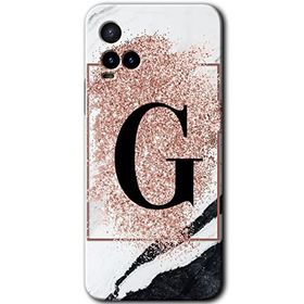 Vivo Y21S Pembe Mermer Desenli G Harfi Baskılı Uyumlu Silikon Kılıf