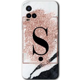 Vivo Y21S Pembe Mermer Desenli K Harfi Baskılı Uyumlu Silikon Kılıf