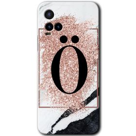 Vivo Y21S Pembe Mermer Desenli O Harfi Baskılı Uyumlu Silikon Kılıf