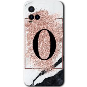 Vivo Y21S Pembe Mermer Desenli O Harfi Baskılı Uyumlu Silikon Kılıf