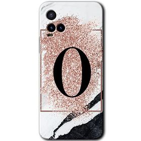 Vivo Y21S Pembe Mermer Desenli O Harfi Baskılı Uyumlu Silikon Kılıf