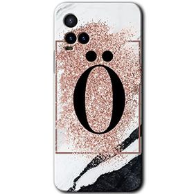 Vivo Y21S Pembe Mermer Desenli O Harfi Baskılı Uyumlu Silikon Kılıf