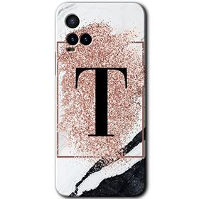 Vivo Y21S Pembe Mermer Desenli T Harfi Baskılı Uyumlu Silikon Kılıf