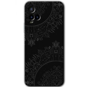 Vivo Y21S Siyah Mandala Baskılı Uyumlu Silikon Kılıf