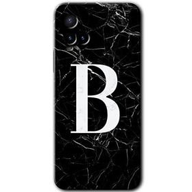 Vivo Y21S Siyah Mermer Desenli B Harfi Baskılı Uyumlu Silikon Kılıf