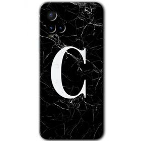 Vivo Y21S Siyah Mermer Desenli C Harfi Baskılı Uyumlu Silikon Kılıf
