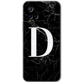 Vivo Y21S Siyah Mermer Desenli D Harfi Baskılı Uyumlu Silikon Kılıf
