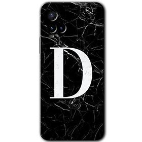 Vivo Y21S Siyah Mermer Desenli D Harfi Baskılı Uyumlu Silikon Kılıf