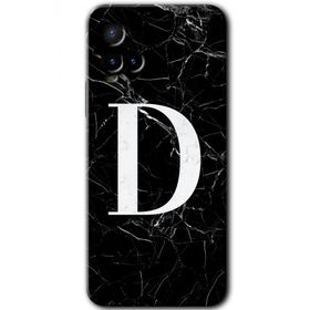 Vivo Y21S Siyah Mermer Desenli D Harfi Baskılı Uyumlu Silikon Kılıf
