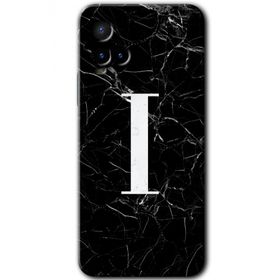 Vivo Y21S Siyah Mermer Desenli I Harfi Baskılı Uyumlu Silikon Kılıf