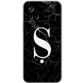 Vivo Y21S Siyah Mermer Desenli S Harfi Baskılı Uyumlu Silikon Kılıf