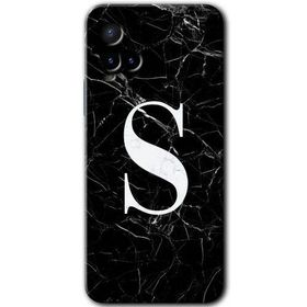 Vivo Y21S Siyah Mermer Desenli S Harfi Baskılı Uyumlu Silikon Kılıf