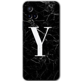 Vivo Y21S Siyah Mermer Desenli Y Harfi Baskılı Uyumlu Silikon Kılıf