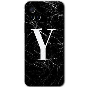 Vivo Y21S Siyah Mermer Desenli Y Harfi Baskılı Uyumlu Silikon Kılıf