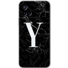 Vivo Y21S Siyah Mermer Desenli Y Harfi Baskılı Uyumlu Silikon Kılıf