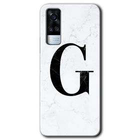 Vivo Y31 2021 Beyaz Mermer Desenli G Harfi Baskılı Uyumlu Silikon Kılıf