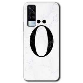 Vivo Y31 2021 Beyaz Mermer Desenli Ö Harfi Baskılı Uyumlu Silikon Kılıf