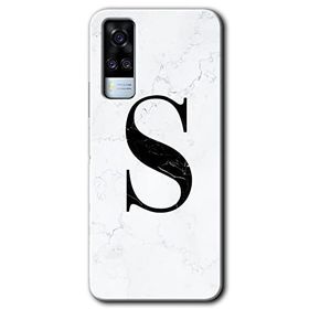 Vivo Y31 2021 Beyaz Mermer Desenli S Harfi Baskılı Uyumlu Silikon Kılıf