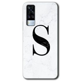 Vivo Y31 2021 Beyaz Mermer Desenli S Harfi Baskılı Uyumlu Silikon Kılıf