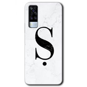 Vivo Y31 2021 Beyaz Mermer Desenli S Harfi Baskılı Uyumlu Silikon Kılıf