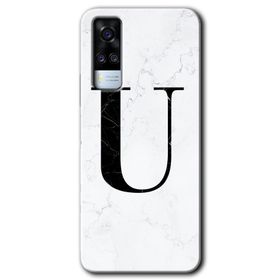 Vivo Y31 2021 Beyaz Mermer Desenli Ü Harfi Baskılı Uyumlu Silikon Kılıf