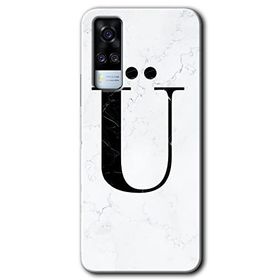 Vivo Y31 2021 Beyaz Mermer Desenli Ü Harfi Baskılı Uyumlu Silikon Kılıf