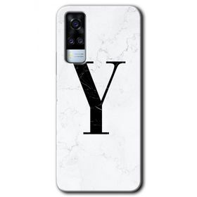 Vivo Y31 2021 Beyaz Mermer Desenli Y Harfi Baskılı Uyumlu Silikon Kılıf